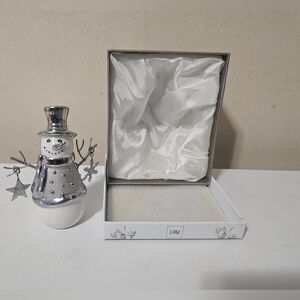 Pier Place White And Silver Ceramic Snowman Figurine